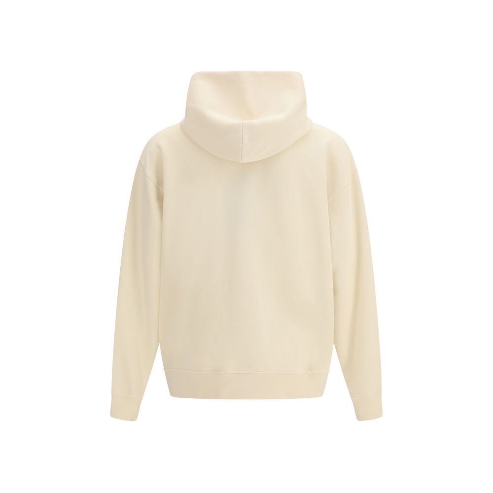 Zweifarbiges Baumwollsweatshirt mit Kapuze und gesticktem Schriftzug