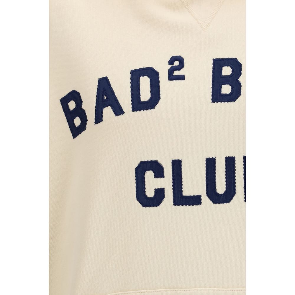 Bicolor Cotton Hoodie Sweatshirt with Embroidered Lettering