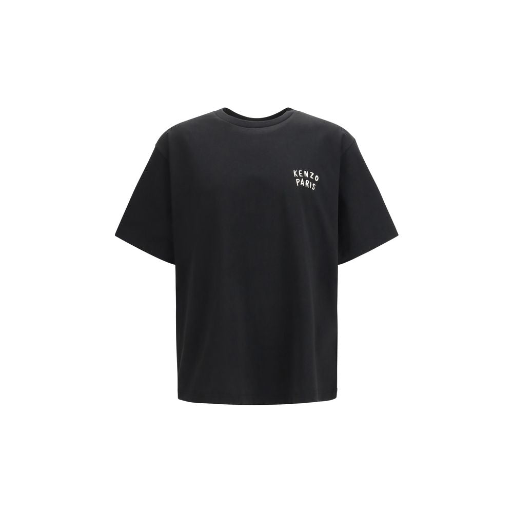 Black Cotton T-Shirt with Kenzo Embroidered Logo