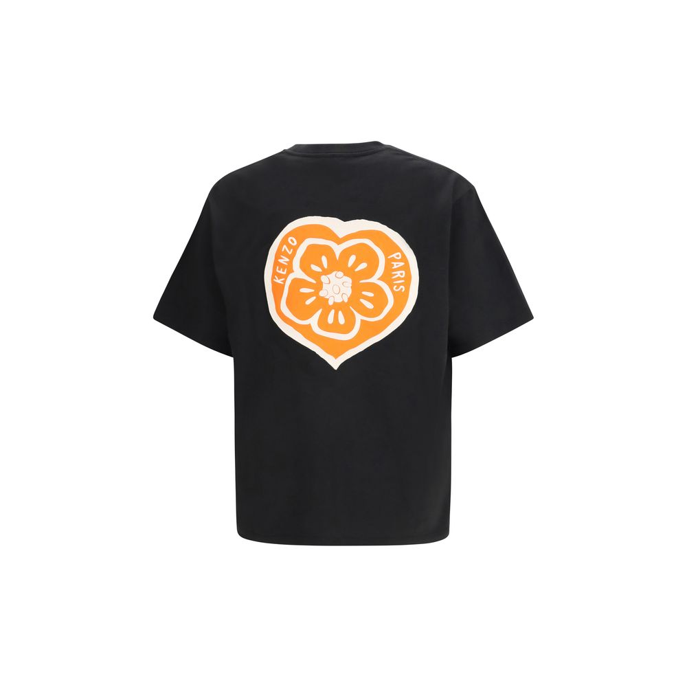Black Cotton T-Shirt with Kenzo Embroidered Logo
