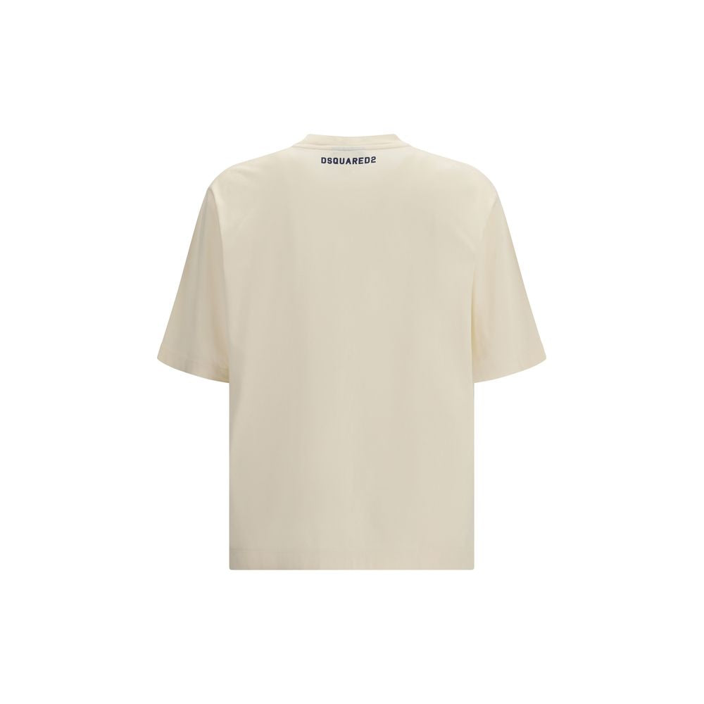 Beige Cotton Bodysuit with Bold Lettering by Dsquared2
