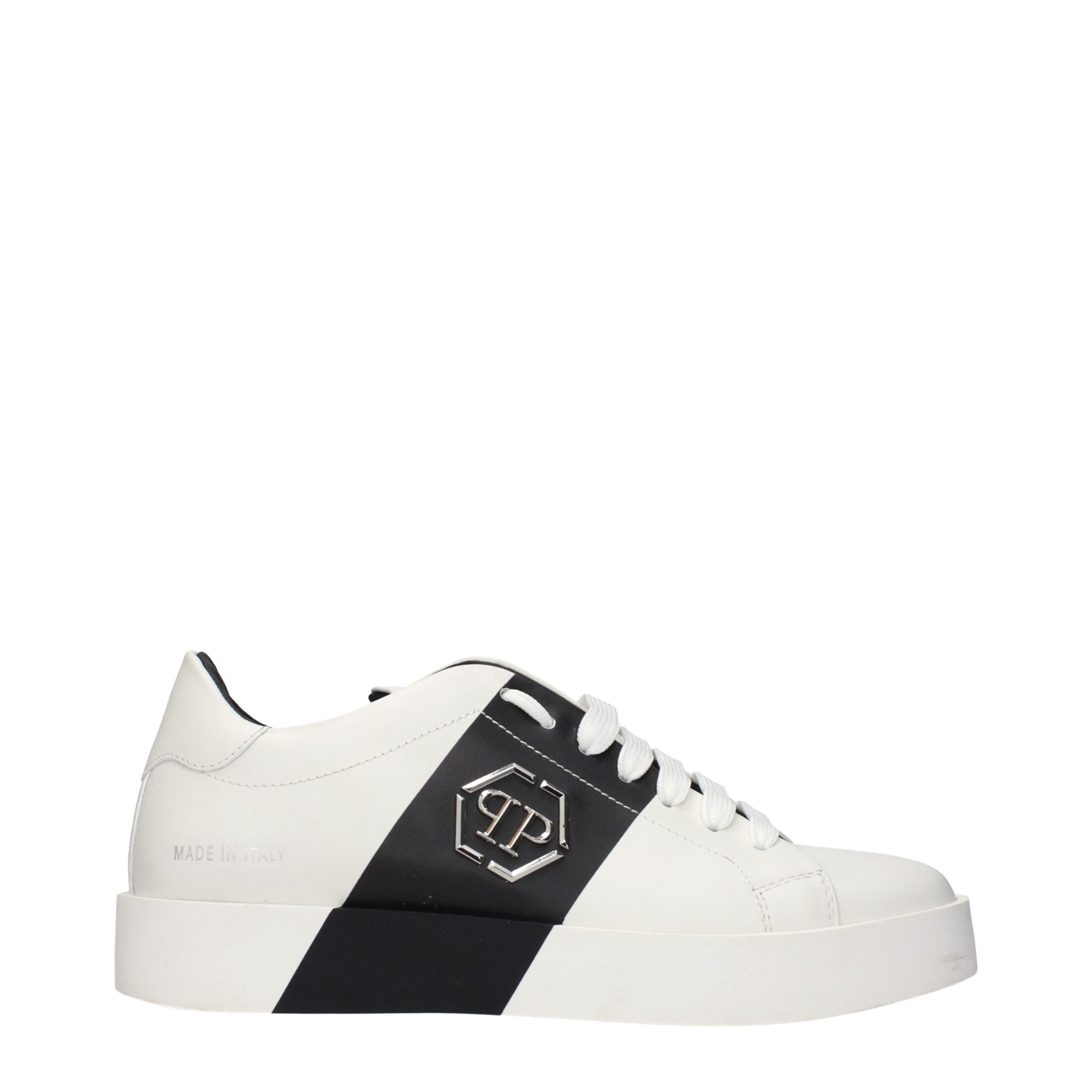 Weiße Leder-Sneaker mit seitlichem Logo von Philipp Plein