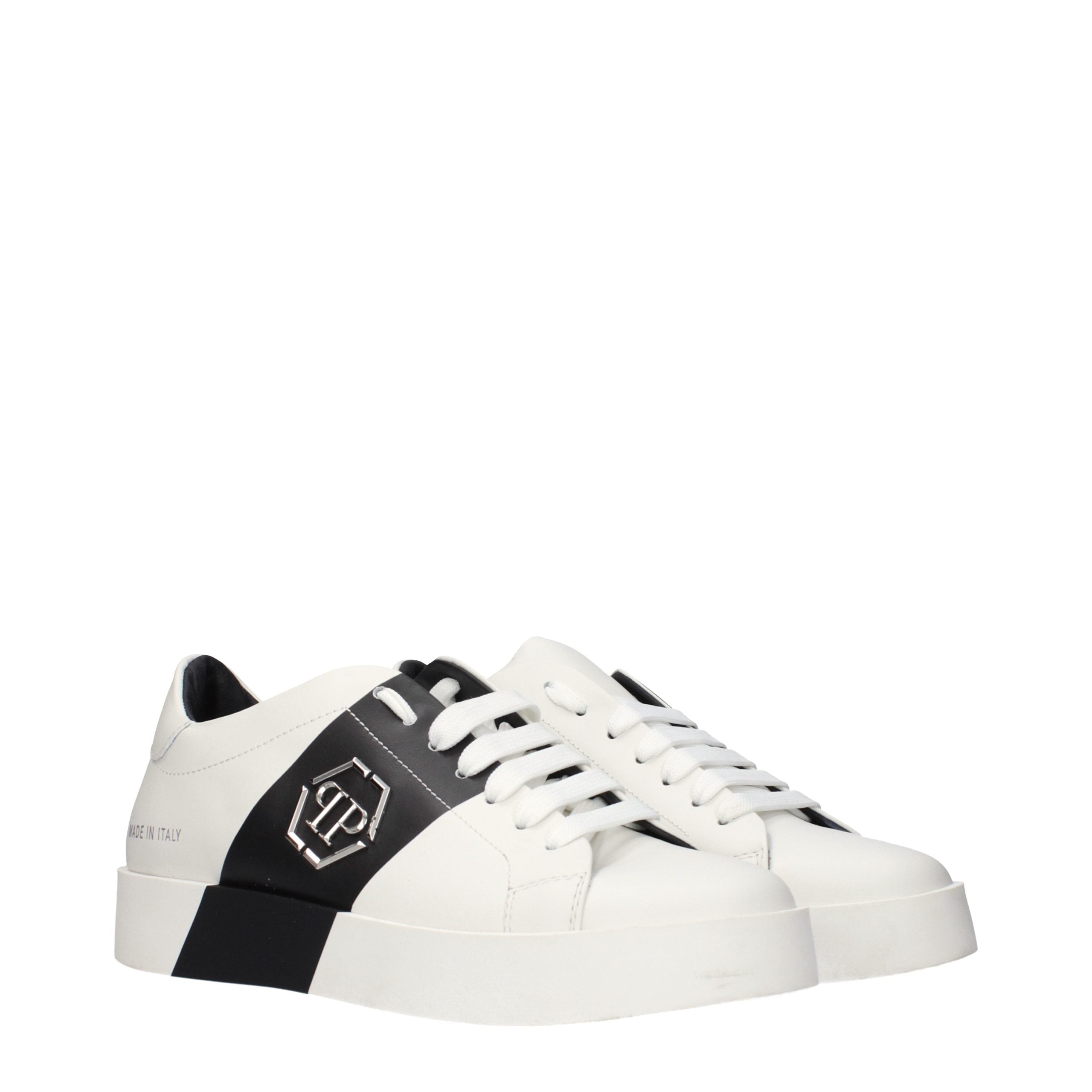 Weiße Leder-Sneaker mit seitlichem Logo von Philipp Plein