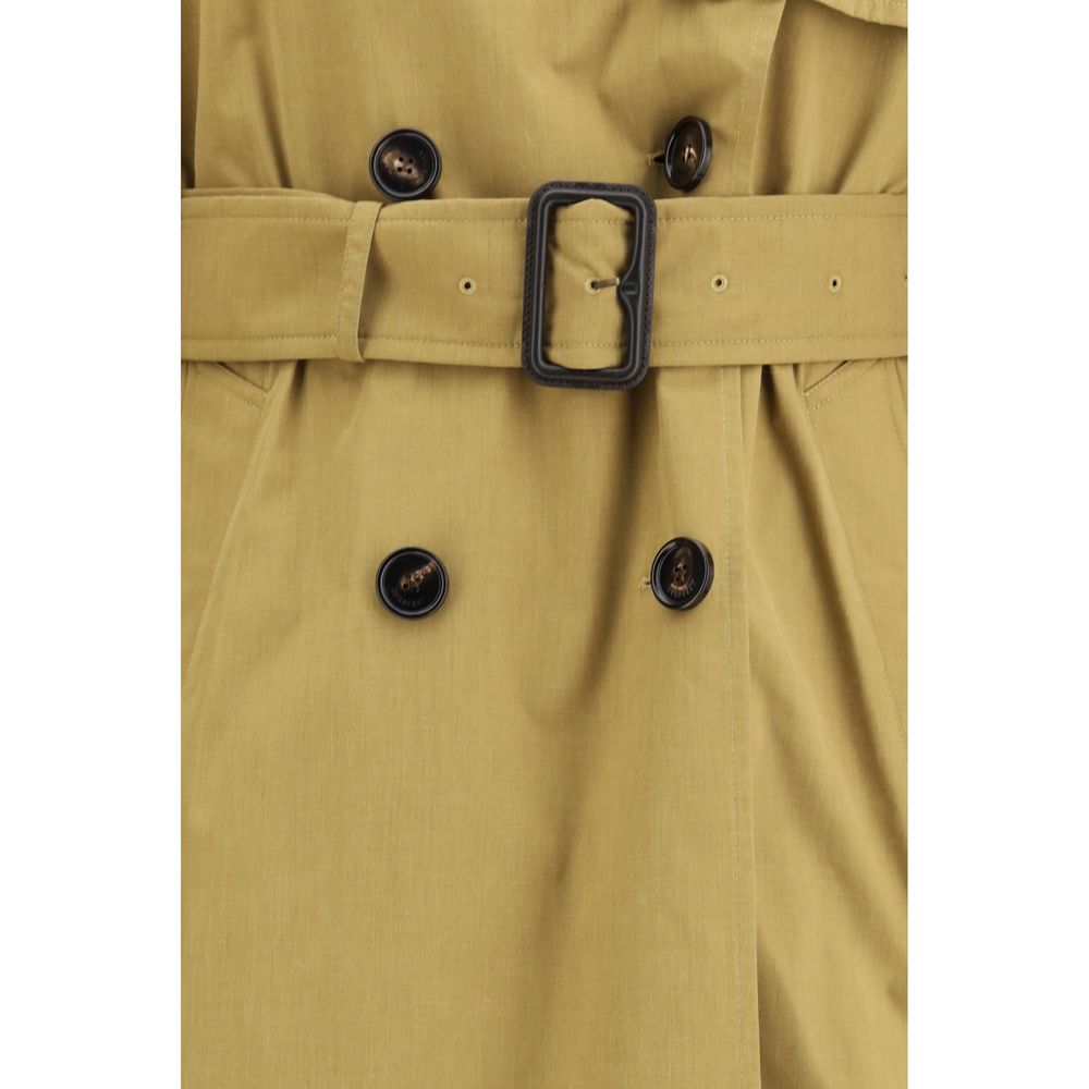 Beige Synthetic Trench Coat with Belt by Burberry