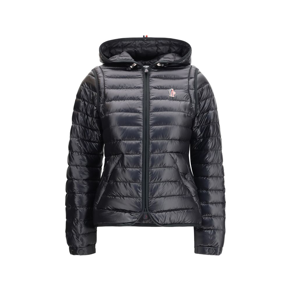 Schwarz-synthetische, durchgehende Steppjacke