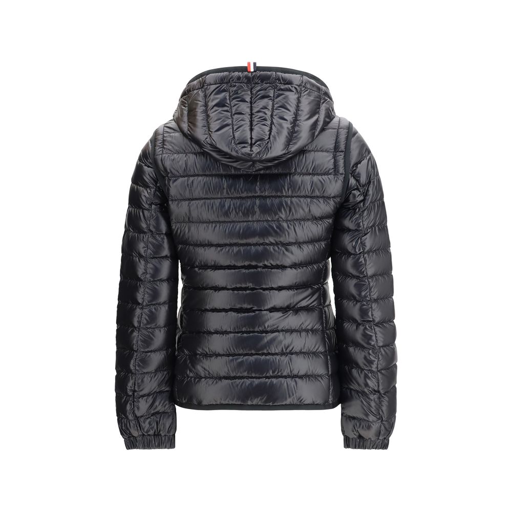 Schwarz-synthetische, durchgehende Steppjacke