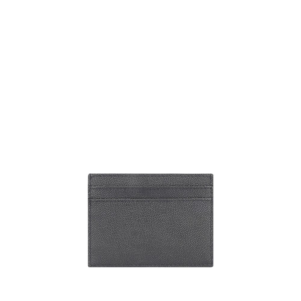 Gray Leather Cardholder Wallet by Saint Laurent
