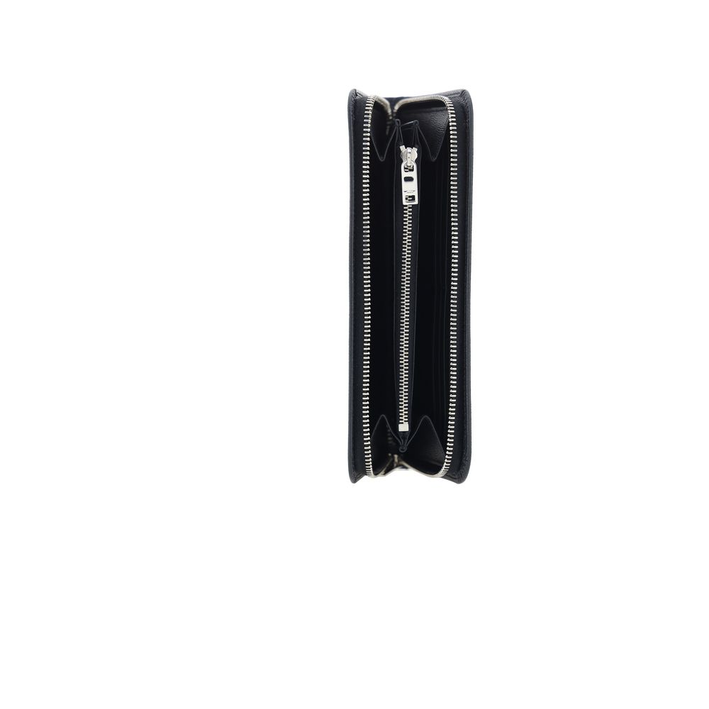 Black Leather Wallet with Zip-Around Closure by Saint Laurent