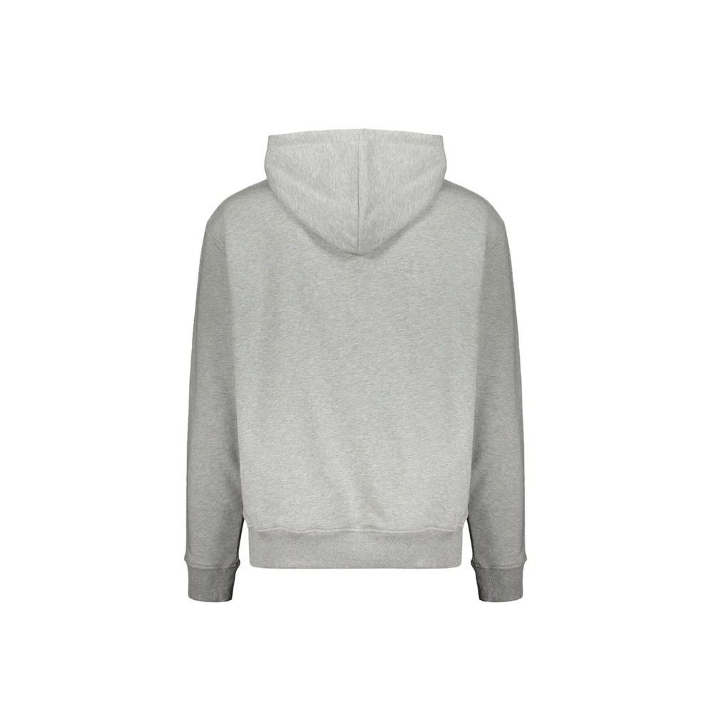 Gray Cotton Hoodie with Contrast Logo Print