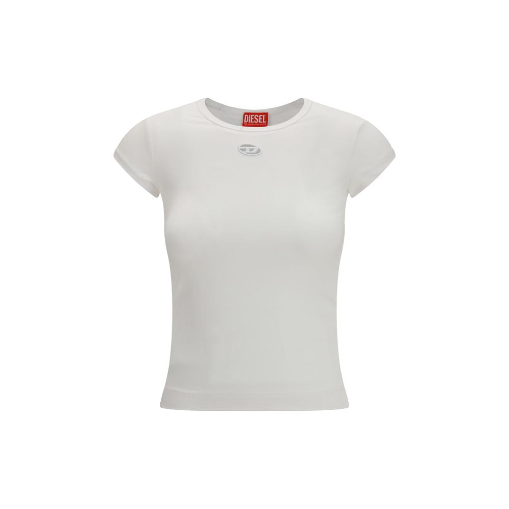 White Cotton Slim Fit T-Shirt with Oval-D Embroidery