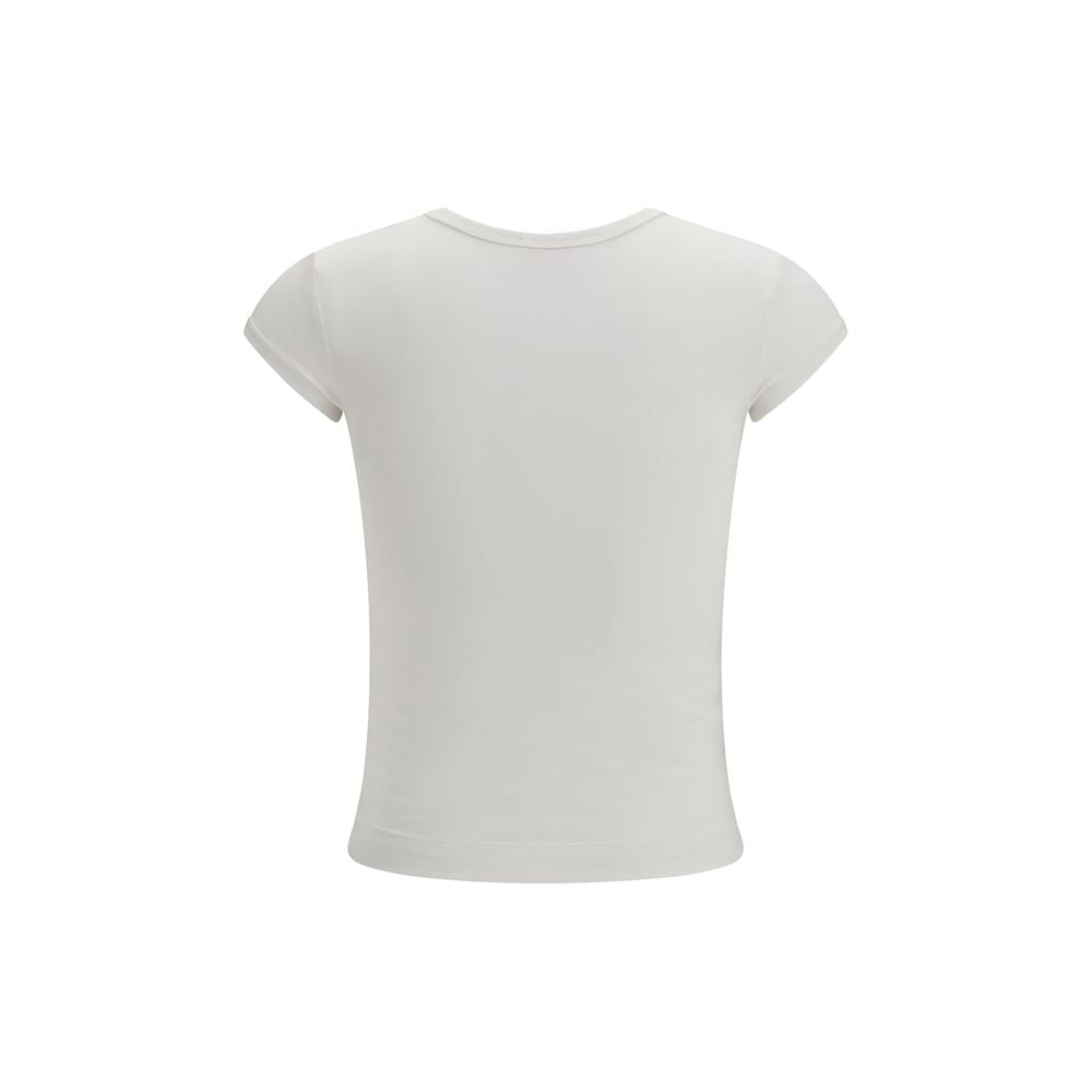 White Cotton Slim Fit T-Shirt with Oval-D Embroidery