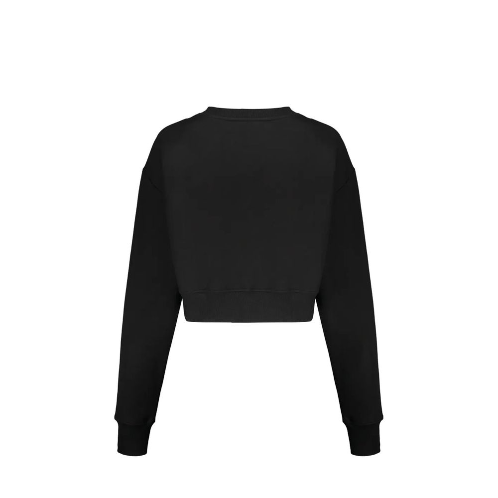 Schwarzes Baumwoll-Sweatshirt mit kontrastierendem Logo-Print