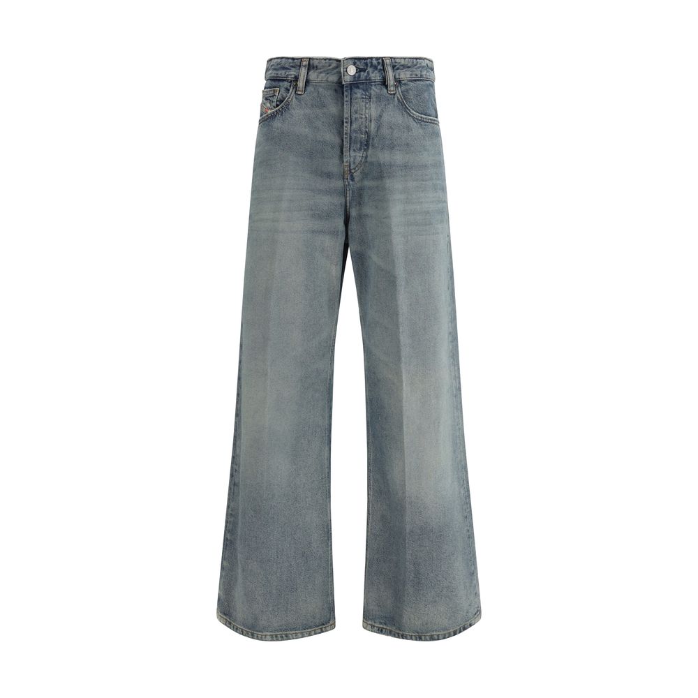 Blue Cotton Wide-Leg Jeans Relaxed Fit