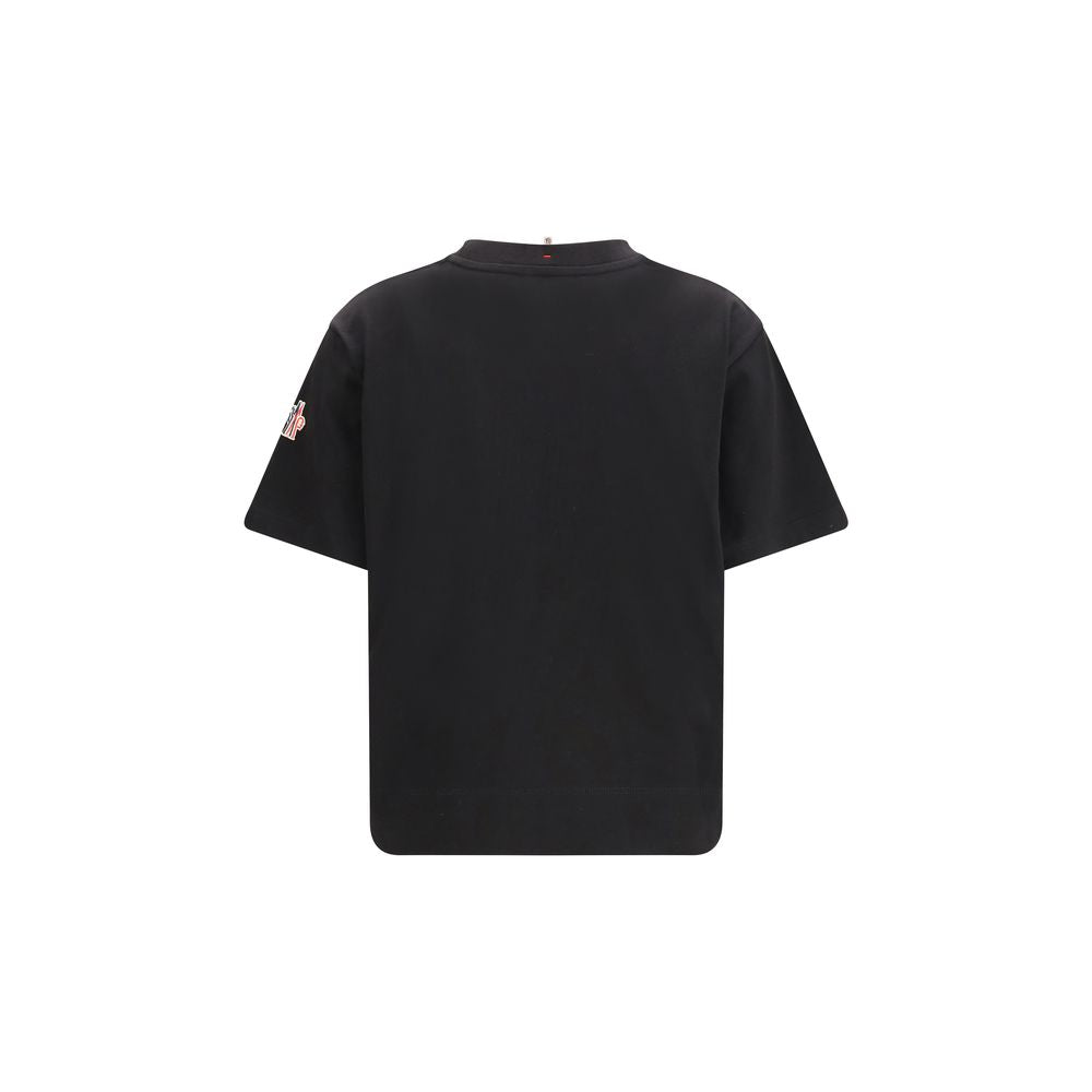 Black Cotton T-Shirt with Logo Patch