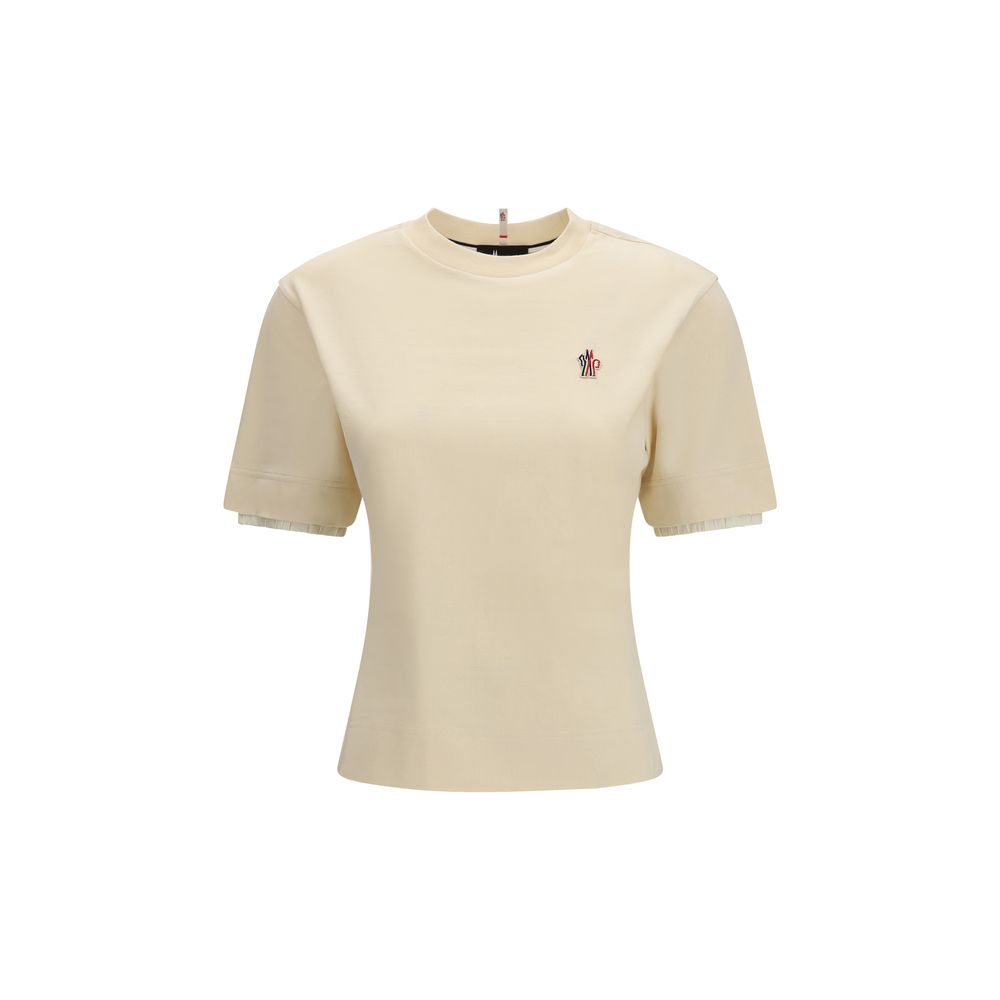 Beige Cotton T-Shirt with Reflective Details