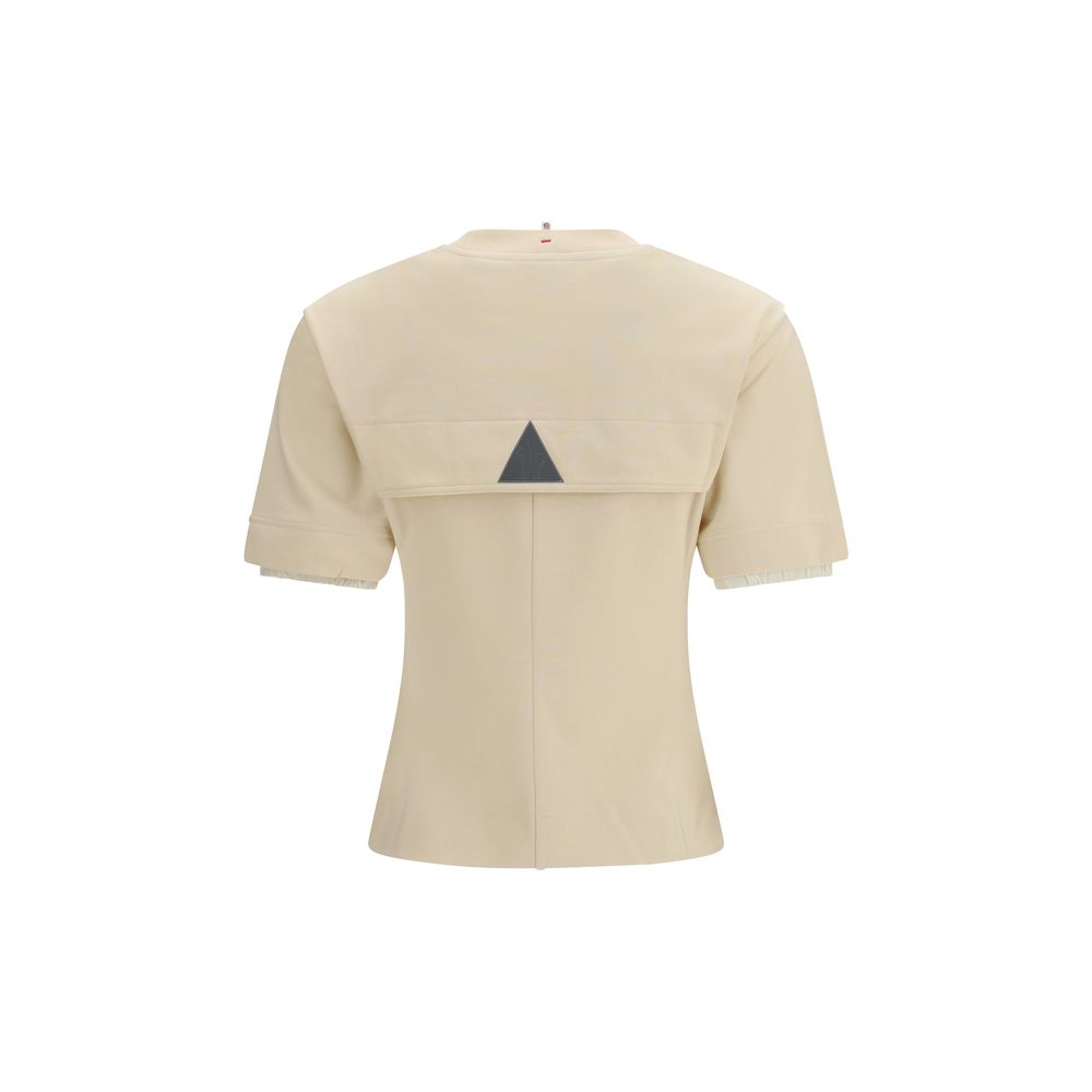 Beige Cotton T-Shirt with Reflective Details