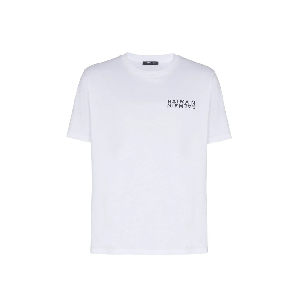 White Cotton T-Shirt with Contrast Logo Print