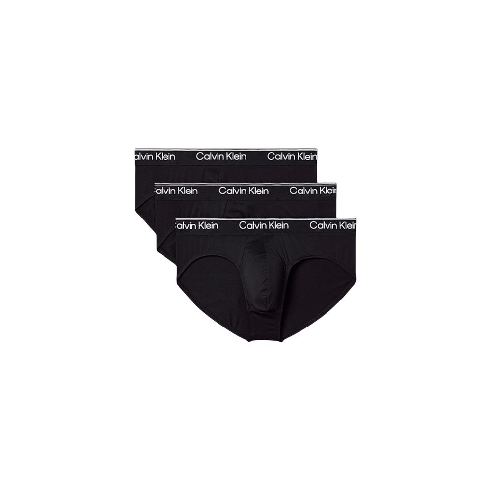 Schwarze Slips aus Synthetik mit Logobund im 3er-Pack