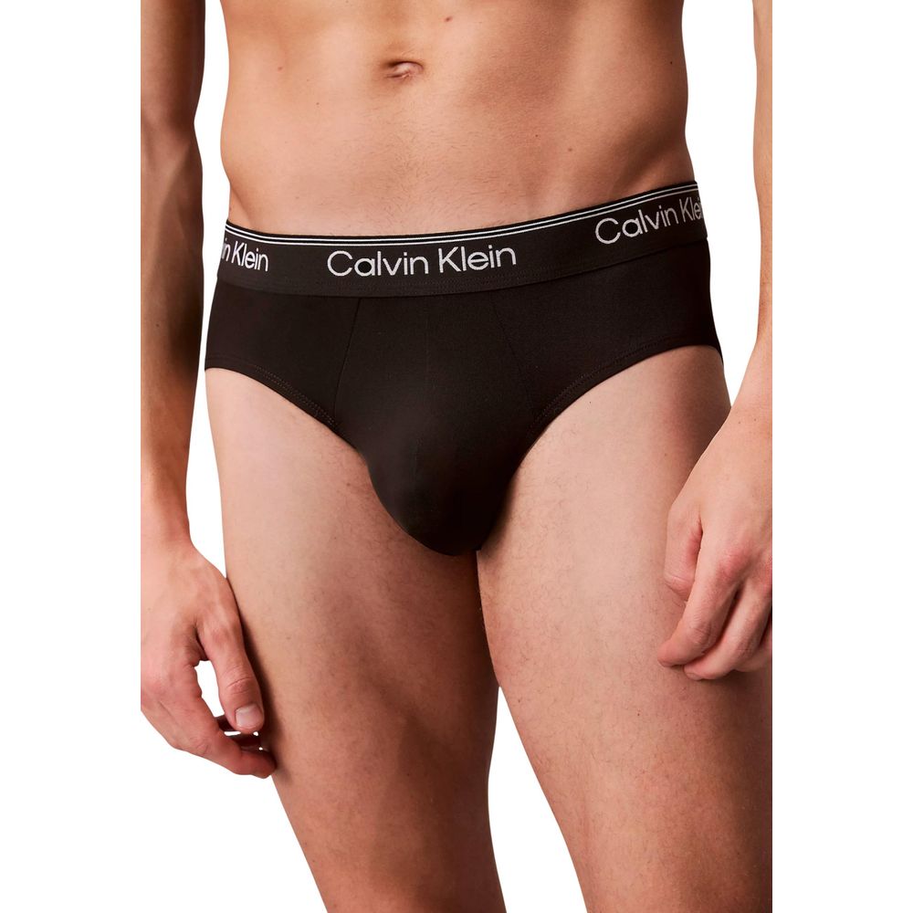 Black Synthetic Briefs with Logo Waistband 3-Pack
