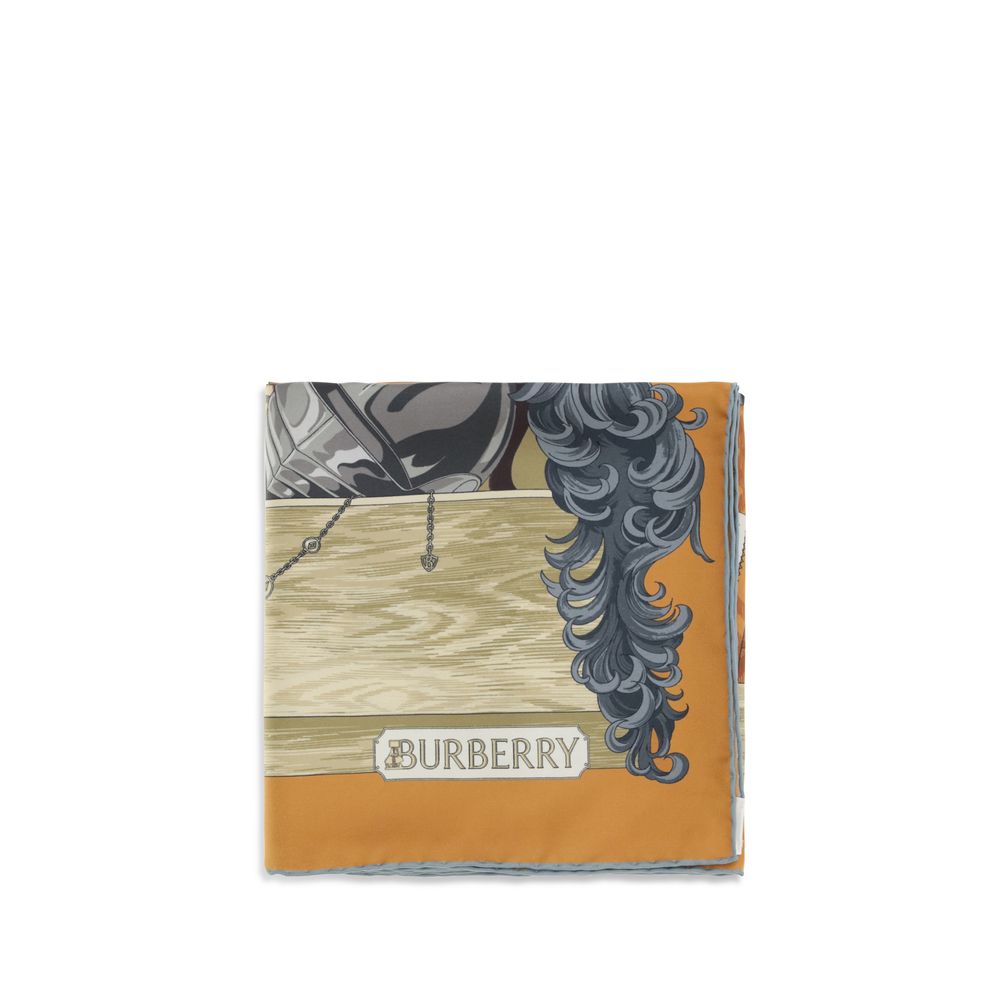 Multicolor Silk Scarf with Burberry Graphic Design
