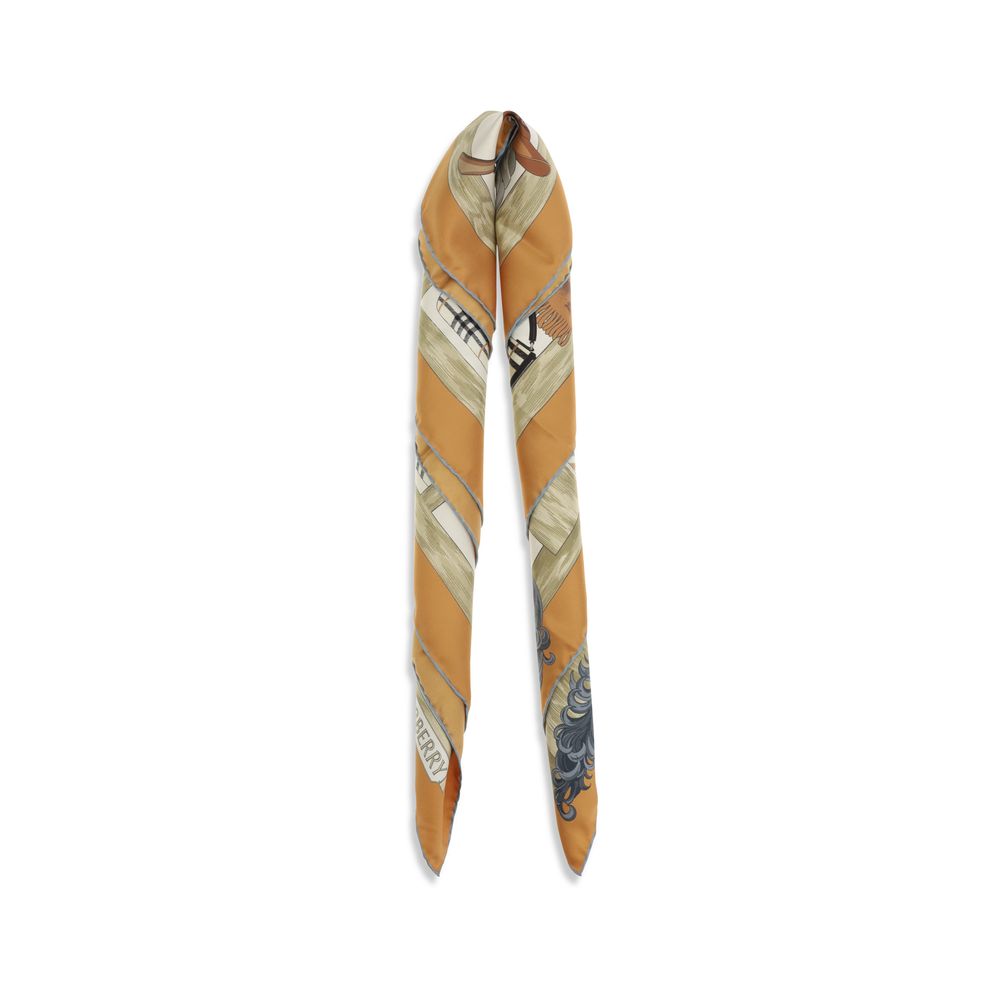 Multicolor Silk Scarf with Burberry Graphic Design