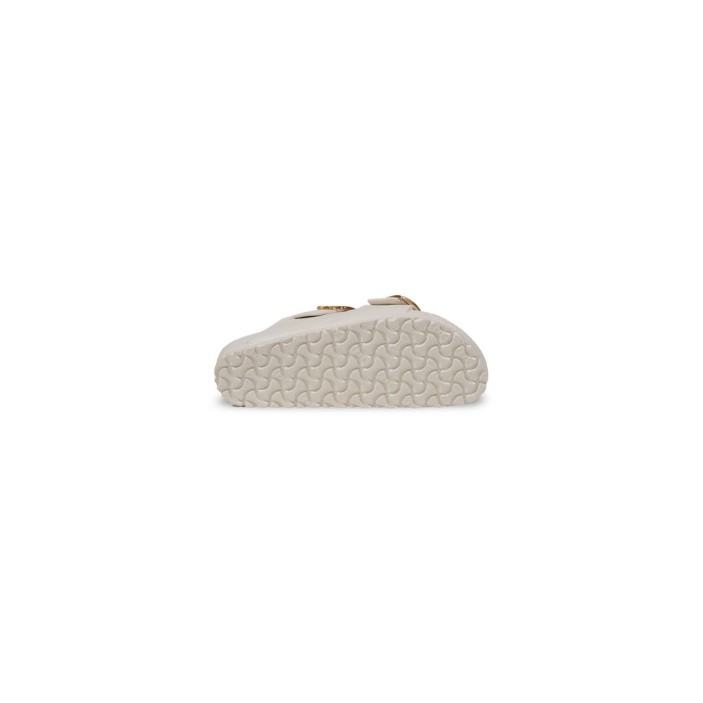 White Synthetic Foam Sandals with Oversized Buckle