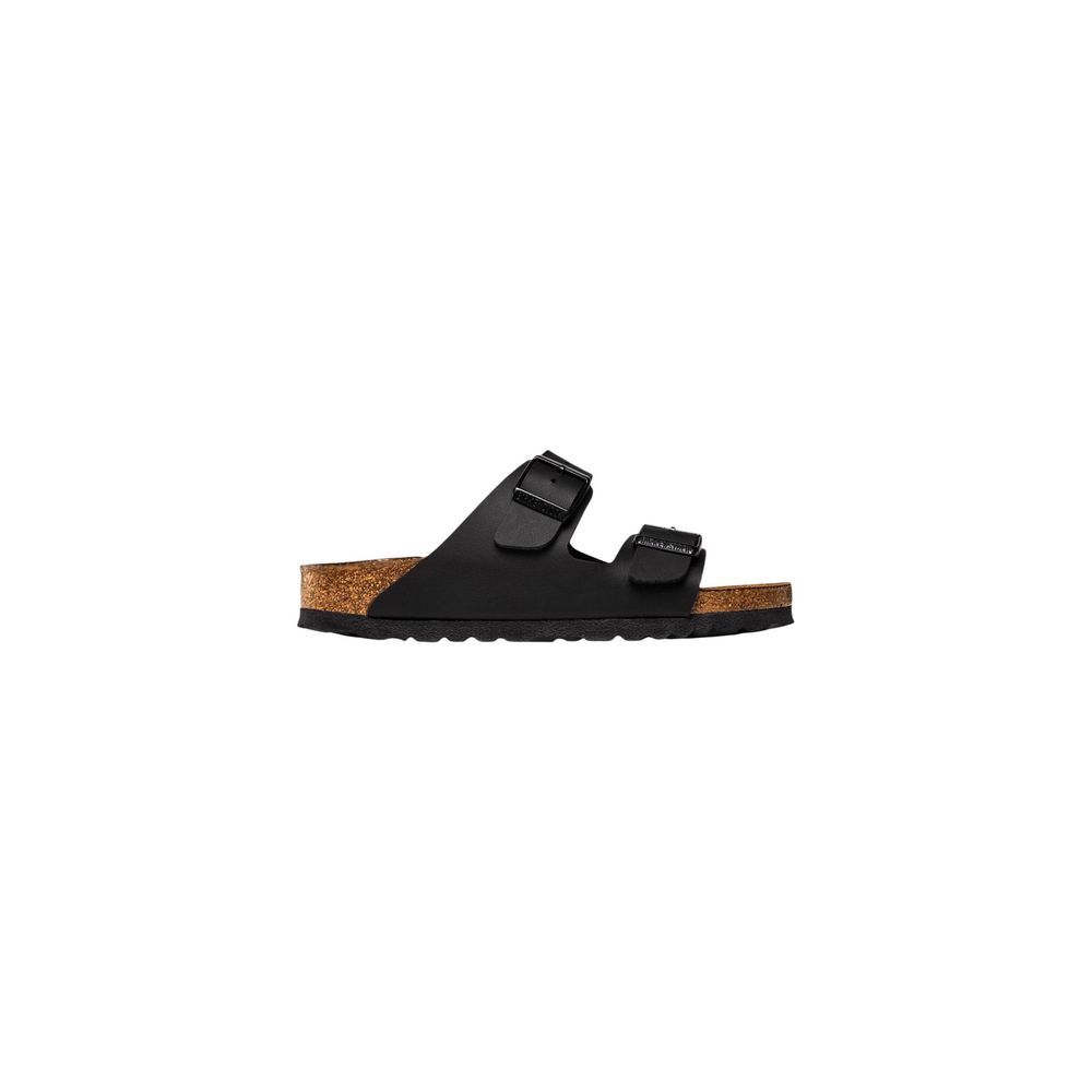 Schwarze flache Sandalen aus Synthetik