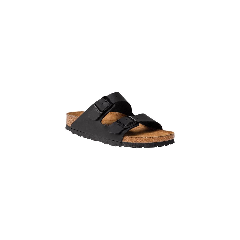 Schwarze flache Sandalen aus Synthetik