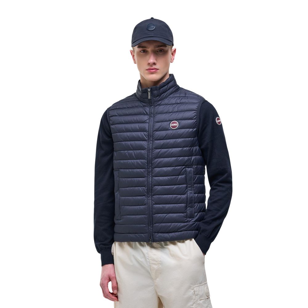 Blue Synthetic Sleeveless Padded Jacket