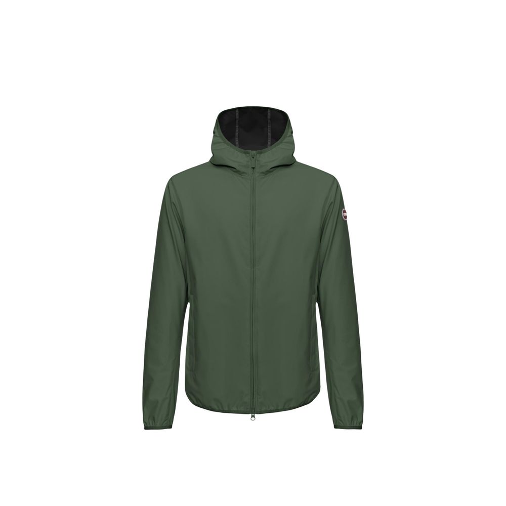 Green Synthetic Shell Jacket with Hood
