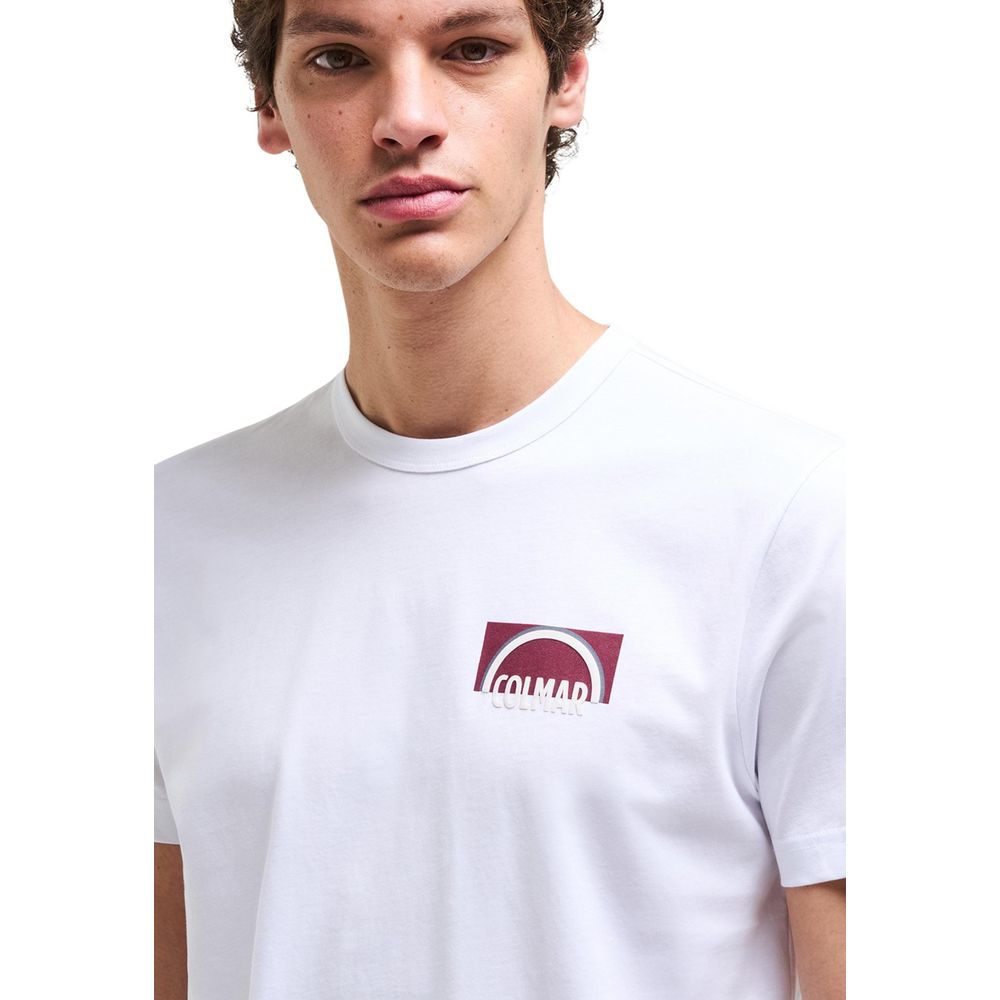 White Cotton T-Shirt with Colmar Logo Detail