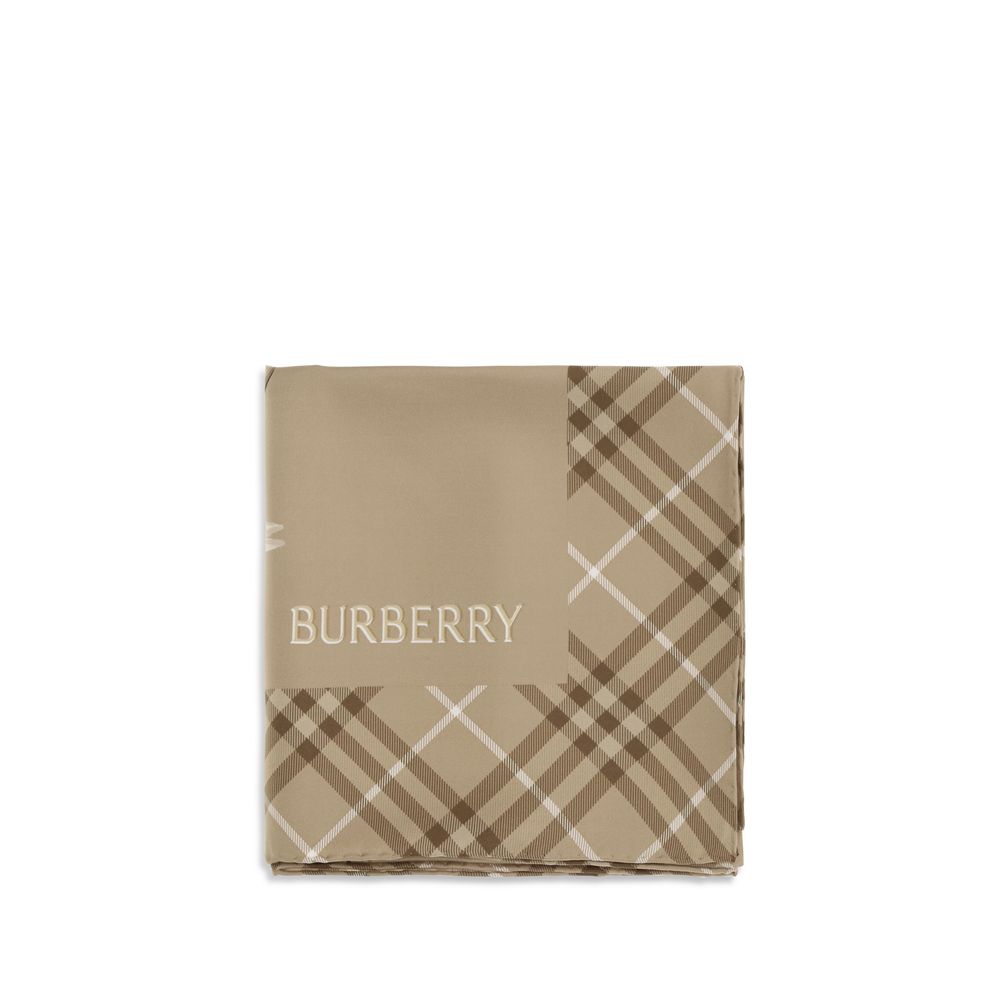 Beige Silk Scarf with Burberry Equestrian Knight Design