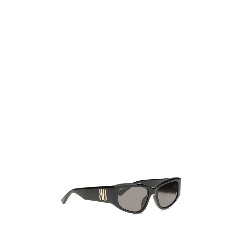 Schwarze rechteckige Sonnenbrille aus Synthetik mit Logo-Detail