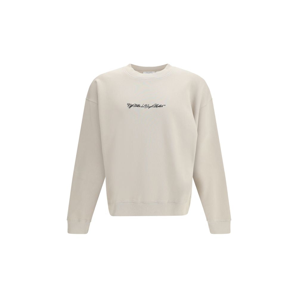 Beige Cotton Sweatshirt with Arrow Motif