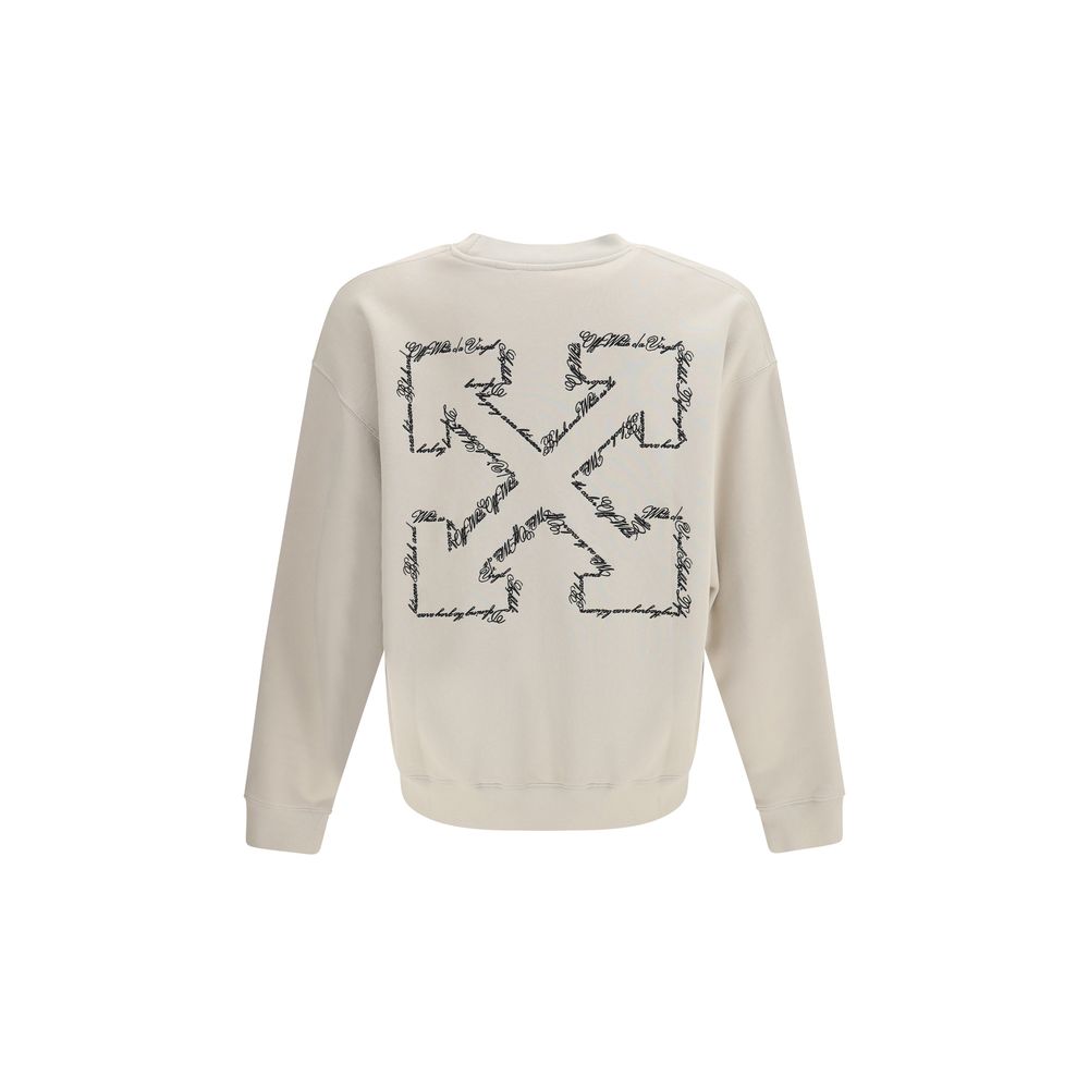 Beige Cotton Sweatshirt with Arrow Motif