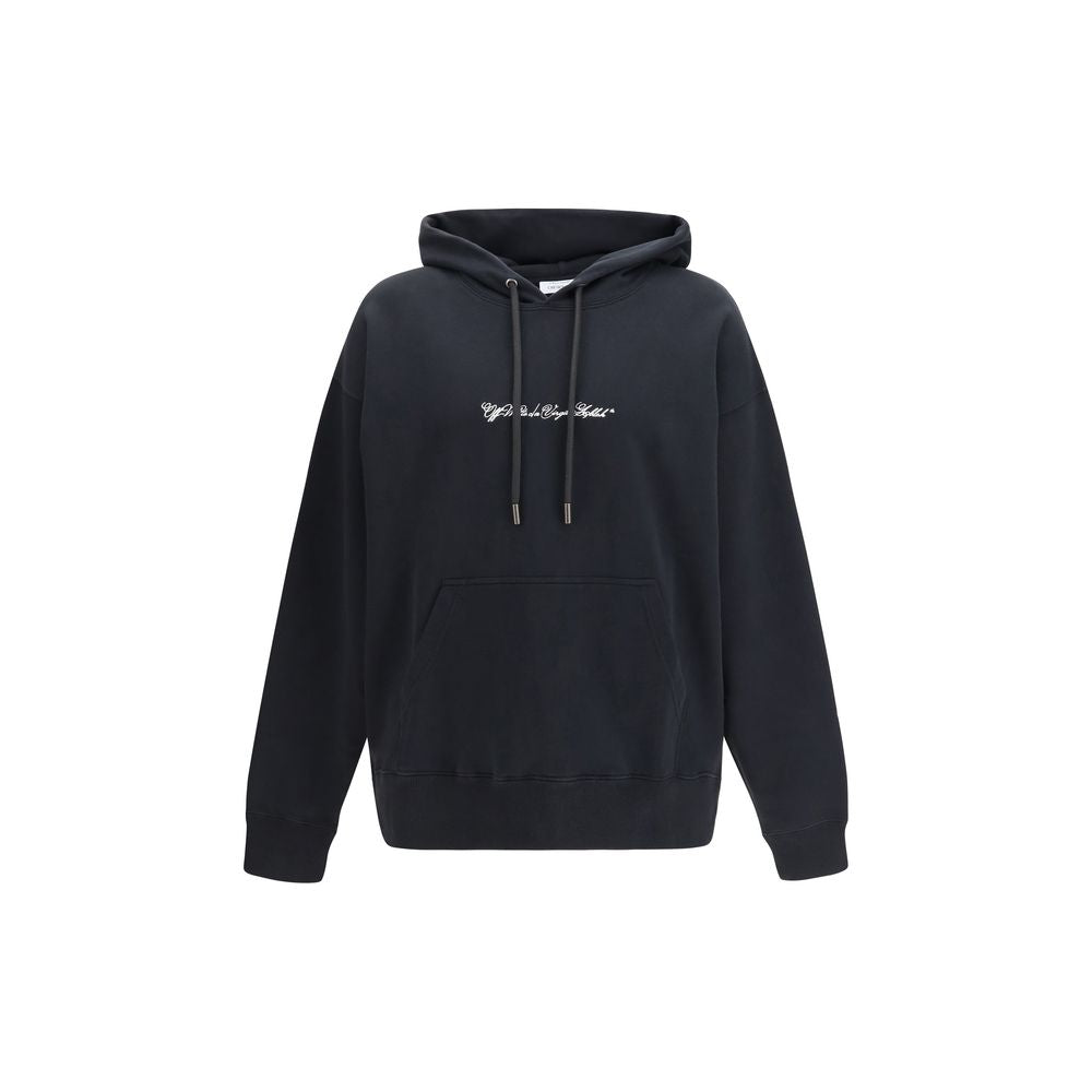 Schwarzer Baumwoll-Hoodie mit gesticktem Script Arrow von Off-White