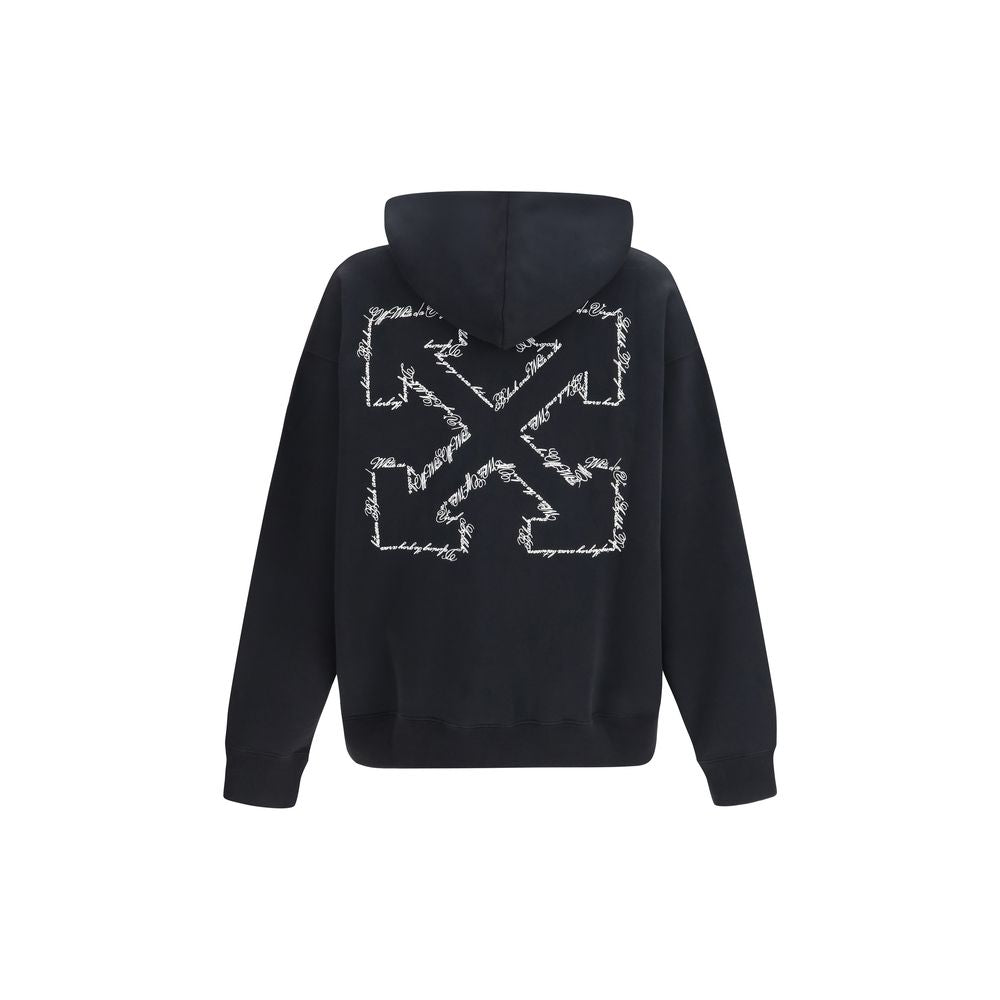 Schwarzer Baumwoll-Hoodie mit gesticktem Script Arrow von Off-White
