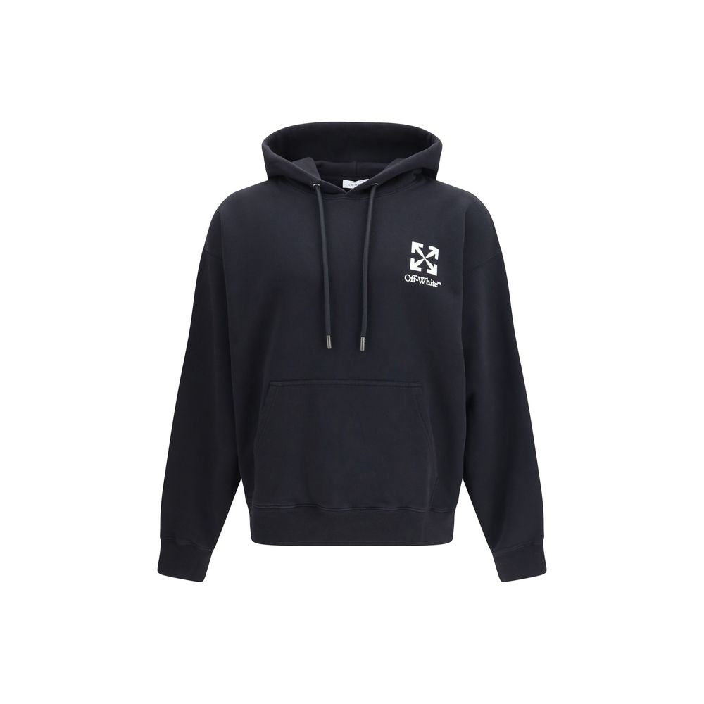 Schwarzes Baumwoll-Sweatshirt mit Pfeilmotiv und Kapuze