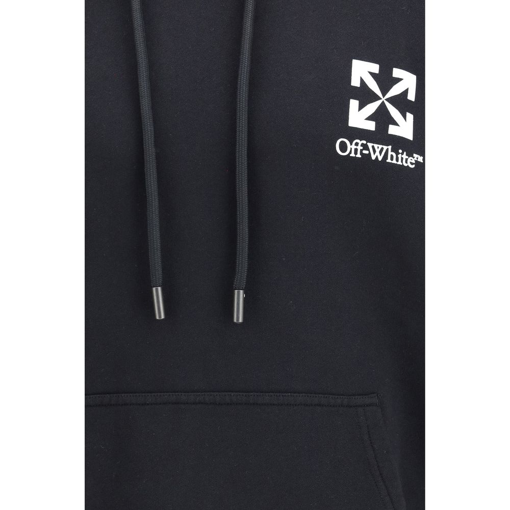 Black Cotton Hoodie with Arrow Motif