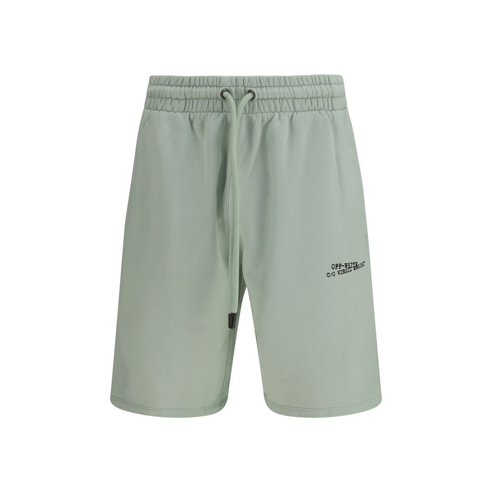 Bicolor Cotton Bermuda Shorts with Arrow Graphic