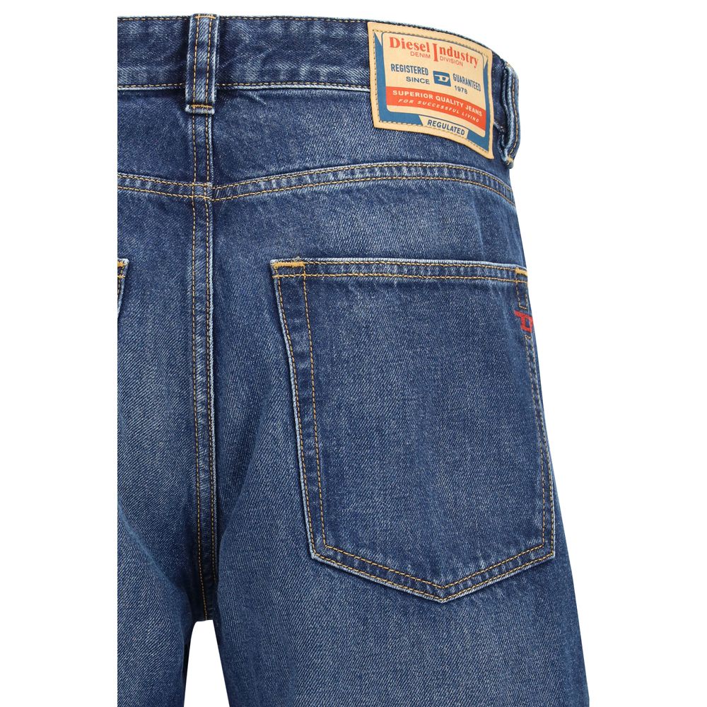 Blue Cotton Jeans with Tapered Leg by Diesel