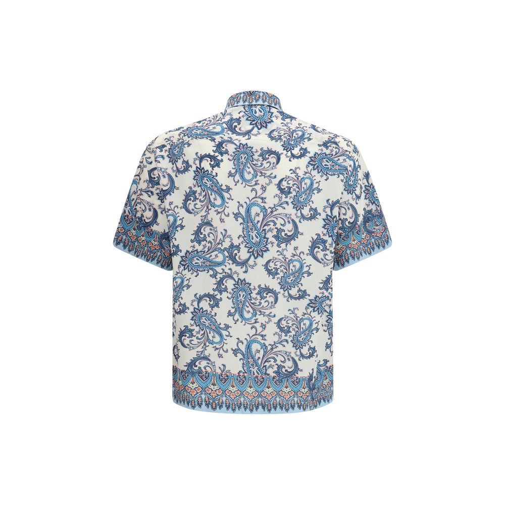 Blaues Baumwollhemd mit floralem Paisleymuster