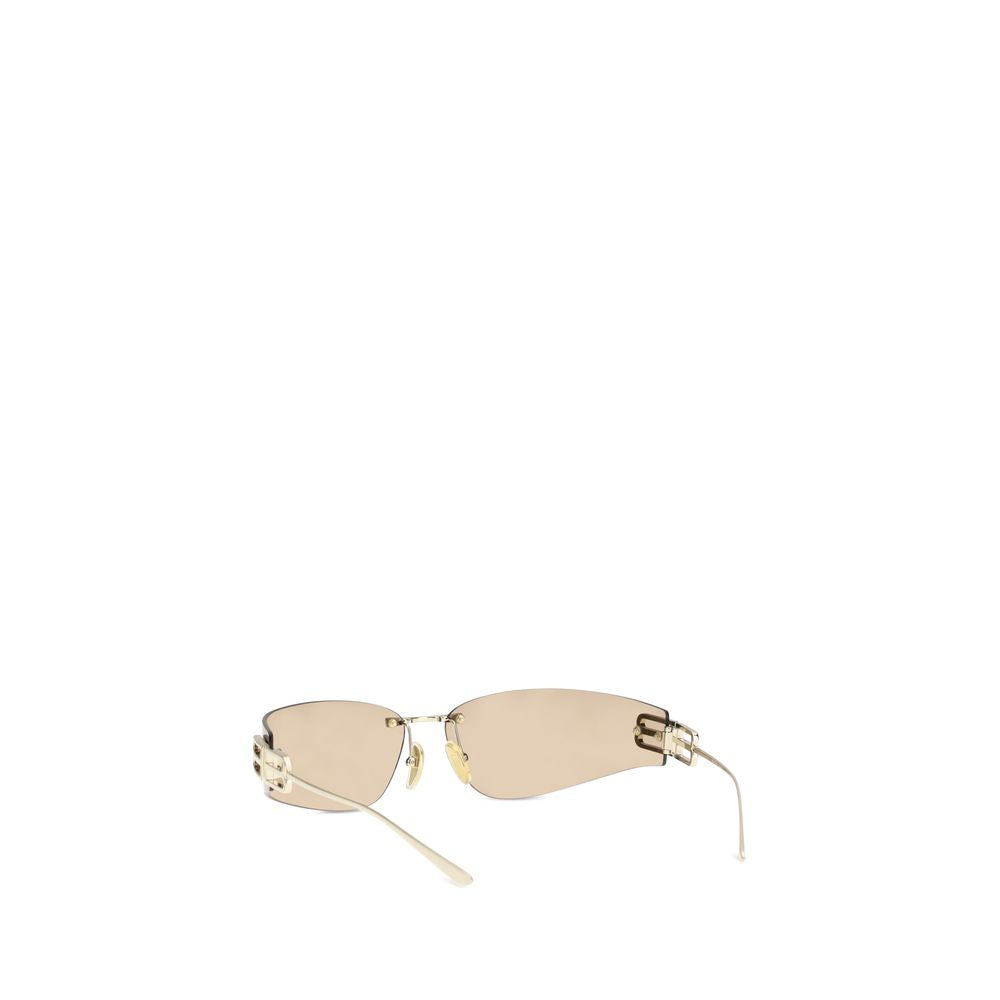 Gold Synthetic Metal Sunglasses with Logo Detail