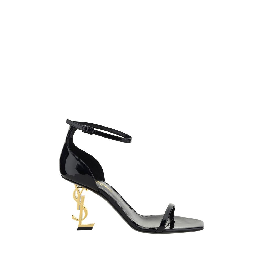 Schwarze Leder-Opyum-Plateausandalen von Saint Laurent