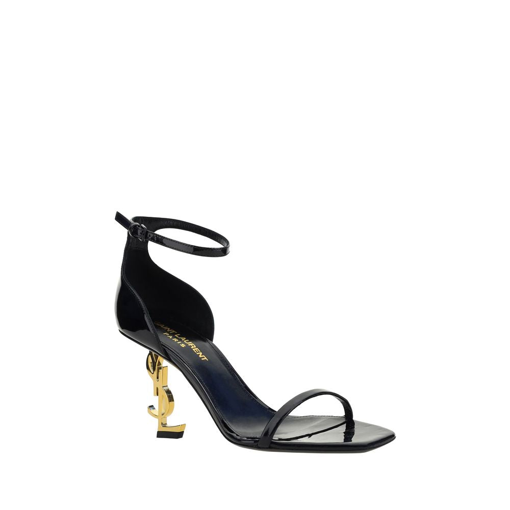 Schwarze Leder-Opyum-Plateausandalen von Saint Laurent