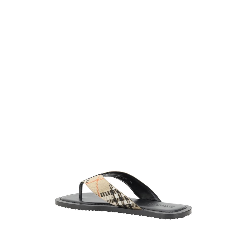 Mehrfarbige synthetische flache Sandalen mit Archive Check Riemen
