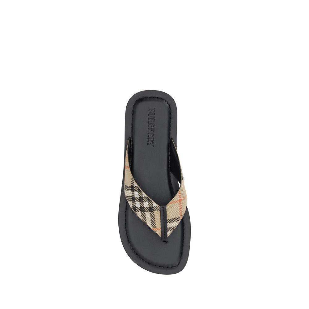 Mehrfarbige synthetische flache Sandalen mit Archive Check Riemen