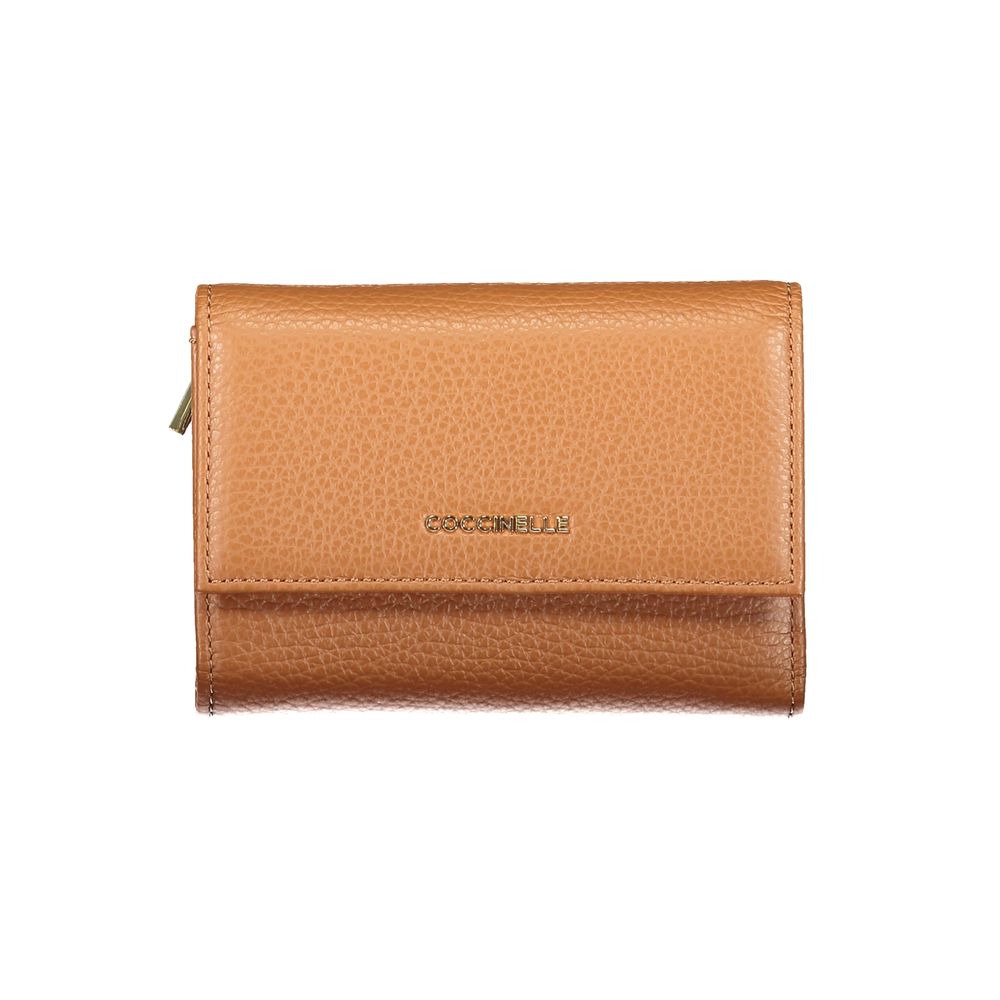 Marrone Leather Wallet with Zip and Snap Closure