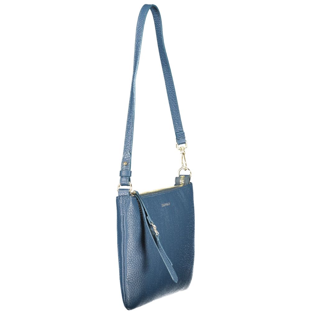 Blu Leather Woman Bag with Removable Shoulder Handle