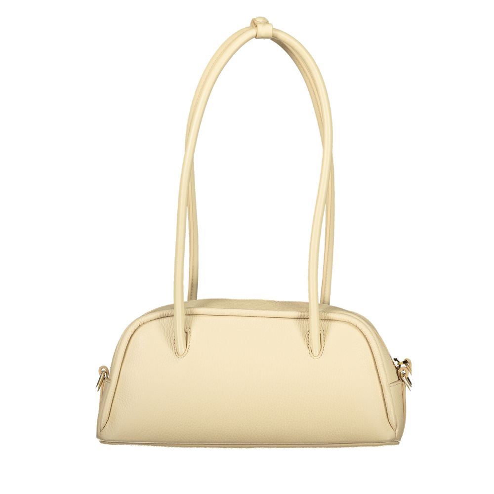 Beige Leather Handbag with Shoulder Handles by Coccinelle